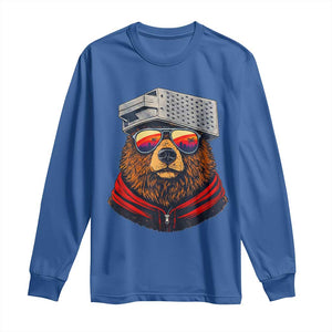 Cheese Grater Bear in Beast Mode Long Sleeve Shirt Funny Rivalry Art for Hardcore Football Fans TS02 Royal Blue Print Your Wear