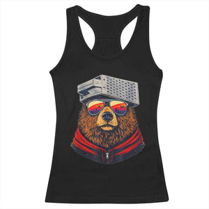 Cheese Grater Bear in Beast Mode Racerback Tank Top Funny Rivalry Art for Hardcore Football Fans TS02 Black Print Your Wear