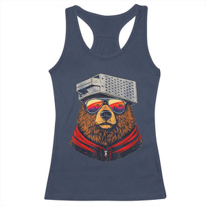 Cheese Grater Bear in Beast Mode Racerback Tank Top Funny Rivalry Art for Hardcore Football Fans TS02 Navy Print Your Wear