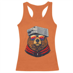 Cheese Grater Bear in Beast Mode Racerback Tank Top Funny Rivalry Art for Hardcore Football Fans TS02 Orange Print Your Wear