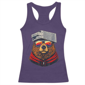 Cheese Grater Bear in Beast Mode Racerback Tank Top Funny Rivalry Art for Hardcore Football Fans TS02 Purple Print Your Wear