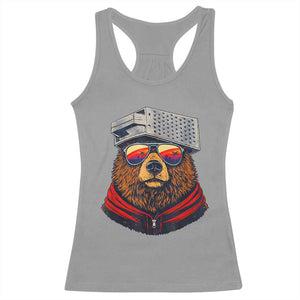 Cheese Grater Bear in Beast Mode Racerback Tank Top Funny Rivalry Art for Hardcore Football Fans TS02 Sport Gray Print Your Wear