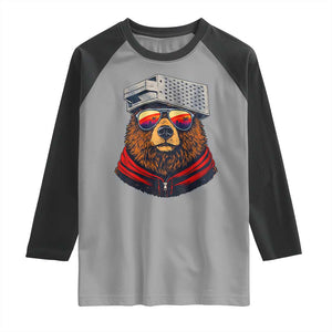 Cheese Grater Bear in Beast Mode Raglan Shirt Funny Rivalry Art for Hardcore Football Fans TS02 Sport Gray Black Print Your Wear
