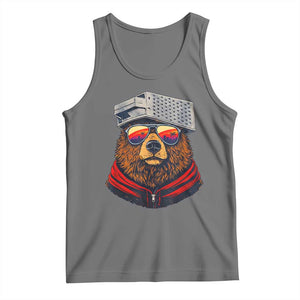 Cheese Grater Bear in Beast Mode Tank Top Funny Rivalry Art for Hardcore Football Fans TS02 Black Heather Print Your Wear