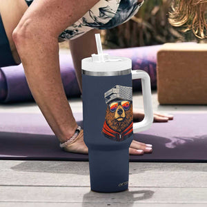Cheese Grater Bear in Beast Mode Tumbler With Handle Funny Rivalry Art for Hardcore Football Fans TS02 Print Your Wear