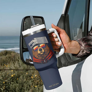 Cheese Grater Bear in Beast Mode Tumbler With Handle Funny Rivalry Art for Hardcore Football Fans TS02 Print Your Wear