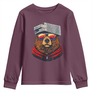 Cheese Grater Bear in Beast Mode Youth Sweatshirt Funny Rivalry Art for Hardcore Football Fans TS02 Maroon Print Your Wear