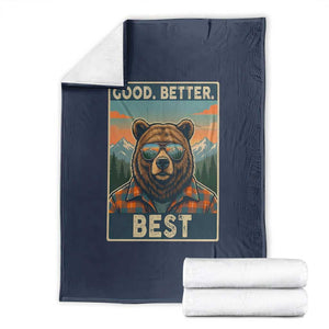 Good Better Best Motivational Hiking Bear Throw Blanket Outdoor Adventure Poster Graphic TS02 Navy Print Your Wear