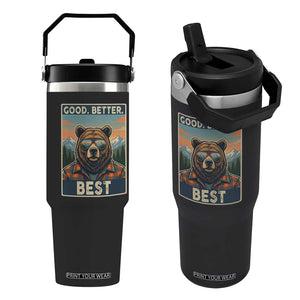 Good Better Best Motivational Hiking Bear Flip Straw Tumbler Outdoor Adventure Poster Graphic TS02 One Size: 30 oz Black Print Your Wear