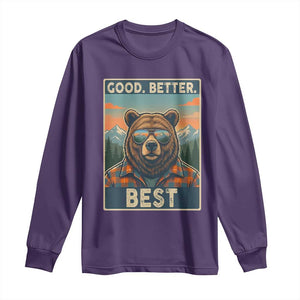 Good Better Best Motivational Hiking Bear Long Sleeve Shirt Outdoor Adventure Poster Graphic TS02 Purple Print Your Wear