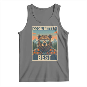 Good Better Best Motivational Hiking Bear Tank Top Outdoor Adventure Poster Graphic TS02 Black Heather Print Your Wear