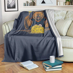 Fierce Bear Eating Cheese Throw Blanket Let's Eat Cheese Funny Sports Rivalry TS02 Print Your Wear
