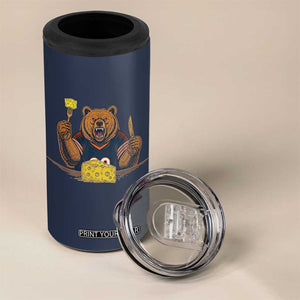 Fierce Bear Eating Cheese 4 in 1 Can Cooler Tumbler Let's Eat Cheese Funny Sports Rivalry TS02 Print Your Wear