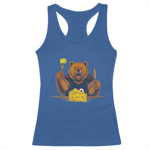 Fierce Bear Eating Cheese Racerback Tank Top Let's Eat Cheese Funny Sports Rivalry TS02 Royal Blue Print Your Wear