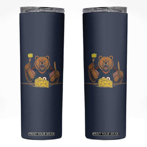 Fierce Bear Eating Cheese Skinny Tumbler Let's Eat Cheese Funny Sports Rivalry TS02 Navy Print Your Wear