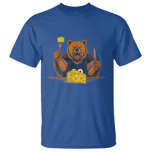Fierce Bear Eating Cheese T Shirt Let's Eat Cheese Funny Sports Rivalry TS02 Royal Blue Print Your Wear