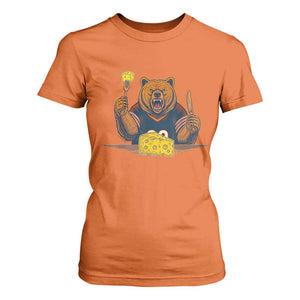 Fierce Bear Eating Cheese T Shirt For Women Let's Eat Cheese Funny Sports Rivalry TS02 Orange Print Your Wear