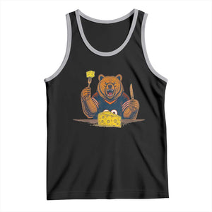 Fierce Bear Eating Cheese Tank Top Let's Eat Cheese Funny Sports Rivalry TS02 Black Athletic Heather Print Your Wear