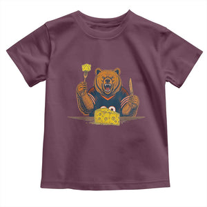 Fierce Bear Eating Cheese Toddler T Shirt Let's Eat Cheese Funny Sports Rivalry TS02 Maroon Print Your Wear