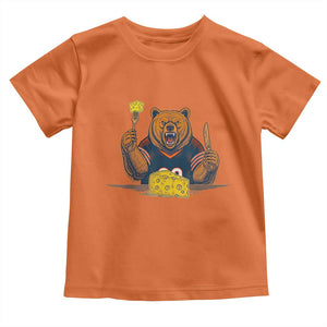 Fierce Bear Eating Cheese Toddler T Shirt Let's Eat Cheese Funny Sports Rivalry TS02 Orange Print Your Wear
