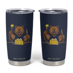 Fierce Bear Eating Cheese Tumbler Cup Let's Eat Cheese Funny Sports Rivalry TS02 Navy Print Your Wear