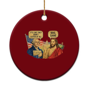 Funny George Washington and Jesus Conversation Ceramic Ornament Patriotic Commentary Historical Icons TS02 1pc Red Print Your Wear