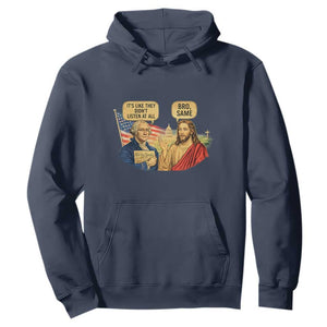 Funny George Washington and Jesus Conversation Hoodie Patriotic Commentary Historical Icons TS02 Navy Print Your Wear