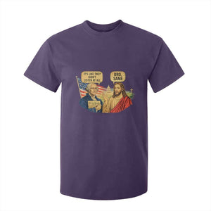 Funny George Washington and Jesus Conversation T Shirt For Kid Patriotic Commentary Historical Icons TS02 Purple Print Your Wear
