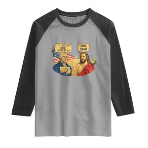 Funny George Washington and Jesus Conversation Raglan Shirt Patriotic Commentary Historical Icons TS02 Sport Gray Black Print Your Wear