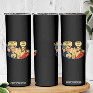 Funny George Washington and Jesus Conversation Skinny Tumbler Patriotic Commentary Historical Icons TS02 Print Your Wear