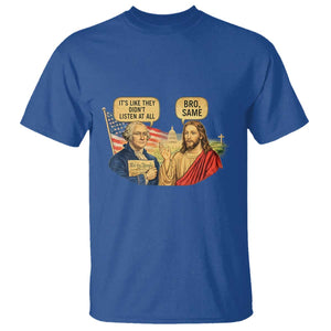 Funny George Washington and Jesus Conversation T Shirt - Patriotic Historical Icons Commentary Tee TS02 Royal Blue Print Your Wear