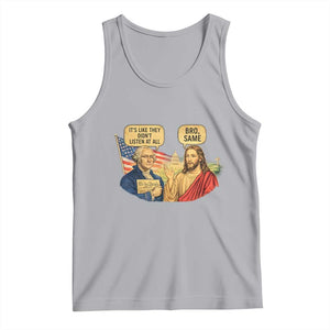 Funny George Washington and Jesus Conversation Tank Top Patriotic Commentary Historical Icons TS02 Athletic Heather Print Your Wear