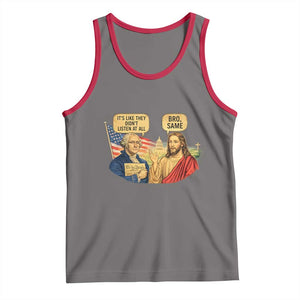 Funny George Washington and Jesus Conversation Tank Top Patriotic Commentary Historical Icons TS02 Deep Heather Red Print Your Wear