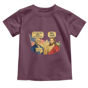 Funny George Washington and Jesus Conversation Toddler T Shirt Patriotic Commentary Historical Icons TS02 Maroon Print Your Wear