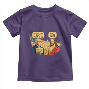 Funny George Washington and Jesus Conversation Toddler T Shirt Patriotic Commentary Historical Icons TS02 Purple Print Your Wear