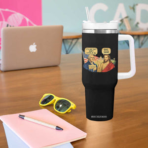 Funny George Washington and Jesus Conversation Tumbler With Handle Patriotic Commentary Historical Icons TS02 Print Your Wear