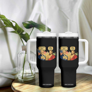 Funny George Washington and Jesus Conversation Tumbler With Handle Patriotic Commentary Historical Icons TS02 Print Your Wear