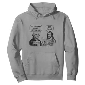Funny George Washington and Jesus Satire Hoodie Political Commentary Founding Fathers and Faith TS02 Sport Gray Print Your Wear