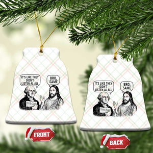 Funny George Washington and Jesus Satire Ceramic Ornament Political Commentary Founding Fathers and Faith TS02 Print Your Wear