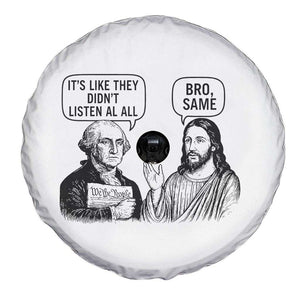 Funny George Washington and Jesus Satire Spare Tire Cover Political Commentary Founding Fathers and Faith TS02 Print Your Wear