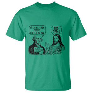 Funny George Washington and Jesus Satire T Shirt Political Commentary Founding Fathers and Faith TS02 Irish Green Print Your Wear
