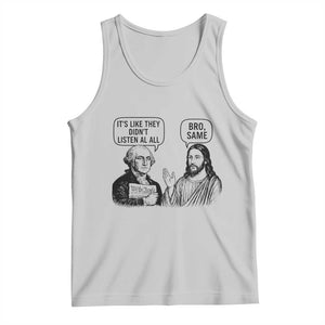 Funny George Washington and Jesus Satire Tank Top Political Commentary Founding Fathers and Faith TS02 Ash Print Your Wear
