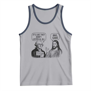 Funny George Washington and Jesus Satire Tank Top Political Commentary Founding Fathers and Faith TS02 Athletic Heather Navy Print Your Wear