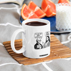 Funny George Washington and Jesus Satire Coffee Mug Political Commentary Founding Fathers and Faith TS02 Print Your Wear