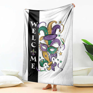 Mardi Gras Welcome Throw Blanket Jester Mask Fleur de Lis Carnival Outdoor Holiday Decorration TS02 Print Your Wear