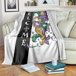 Mardi Gras Welcome Throw Blanket Jester Mask Fleur de Lis Carnival Outdoor Holiday Decorration TS02 Print Your Wear