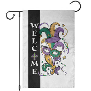 Mardi Gras Welcome Garden Flag Jester Mask Fleur de Lis Carnival Outdoor Holiday Decorration TS02 White Print Your Wear