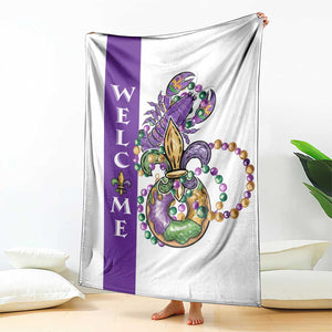 Crawfish & Beads Mardi Gras Welcome Throw Blanket Louisiana Party Outdoor Banner TS02 Print Your Wear
