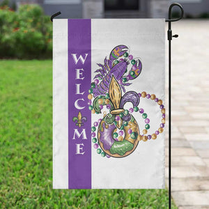 Crawfish & Beads Mardi Gras Welcome Garden Flag Louisiana Party Outdoor Banner TS02 Print Your Wear