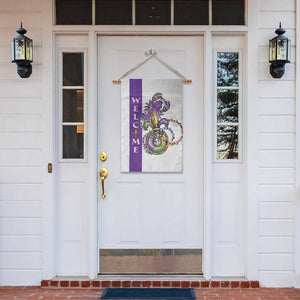 Crawfish & Beads Mardi Gras Welcome Garden Flag Louisiana Party Outdoor Banner TS02 Print Your Wear